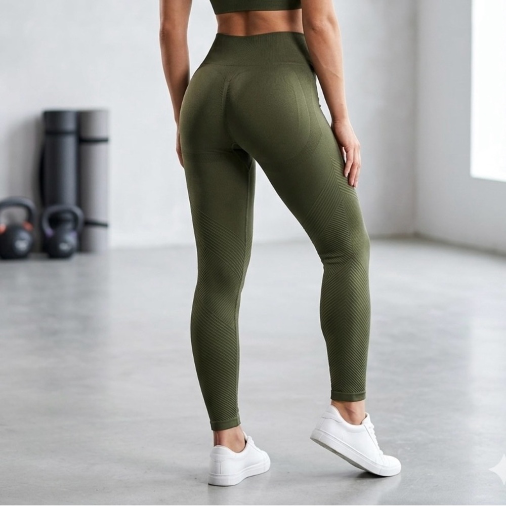 Fabletics High-Waist Olive Green Seamless Workout Leggings